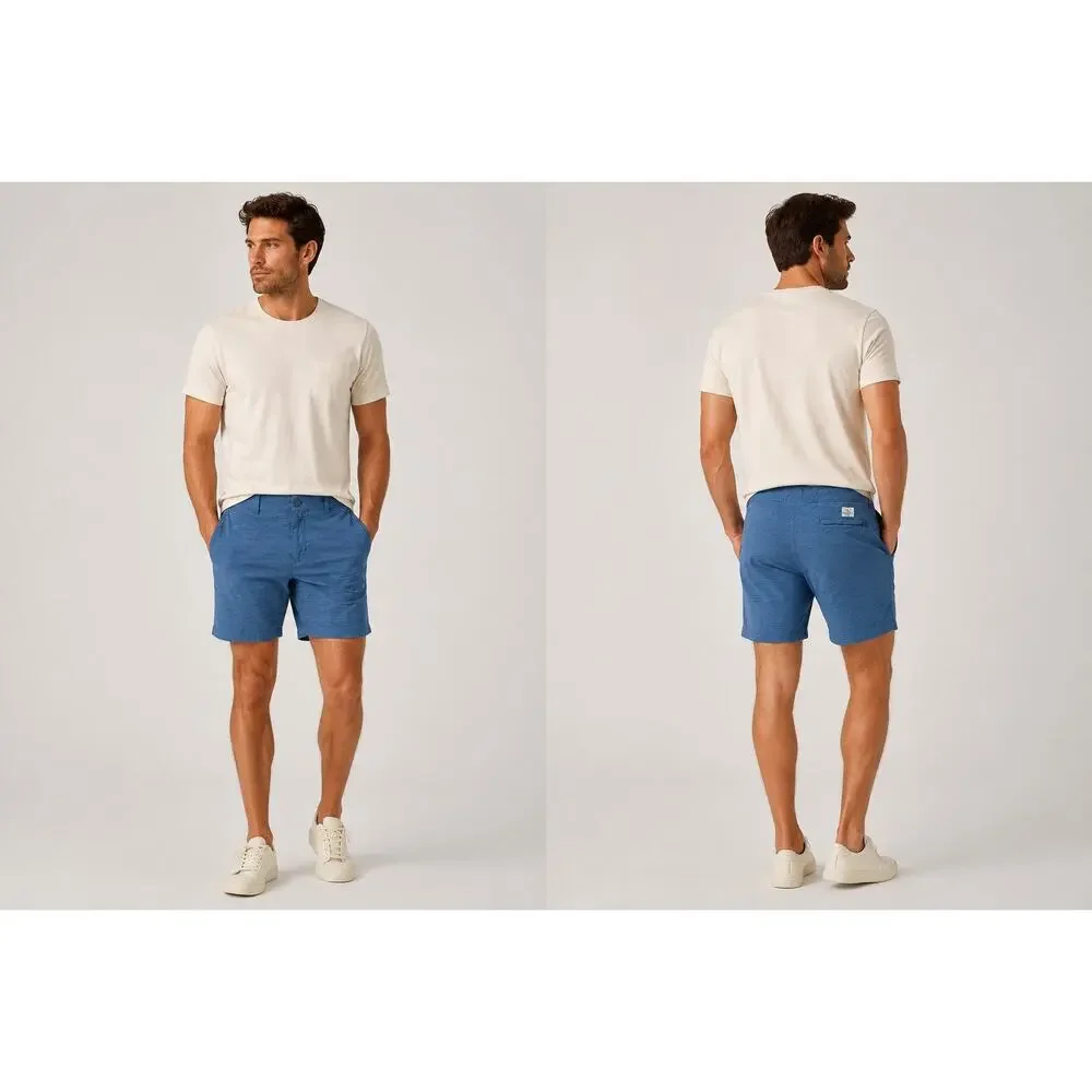 Faherty All Day Hybrid Drawstring Shorts Navy — Size 38
